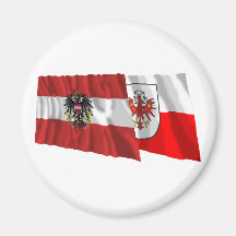 Wellenartig bewegende Flaggen Österreichs u. Tirol Magnets