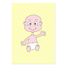 Wellenartig bewegendes niedliches Baby, auf gelben Visitenkarten