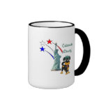 Welpe mit Dame Liberty und Feuerwerke Tee Tassen