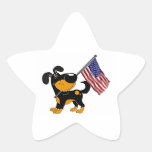 Welpe mit Flagge Sternaufkleber