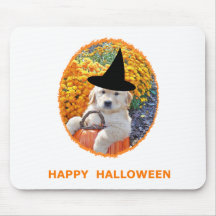 Welpen-Hexe-T-Shirts u. Geschenkartikel Halloweens Mauspads