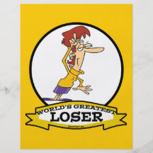 WELTBESTE VERLIERER-DAME WOMEN CARTOON FLYERDESIGN