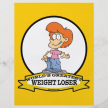 WELTBESTER GEWICHTS-VERLIERER-FRAU-CARTOON FLYERDESIGN