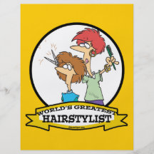 WELTBESTER HAIRSTYLIST-FRAUEN-CARTOON BEDRUCKTE FLYER
