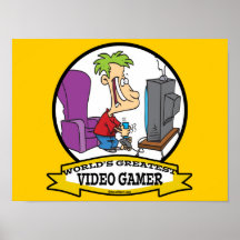 WELTBESTER VIDEOGAMER SCHERZT CARTOON POSTERDRUCKE