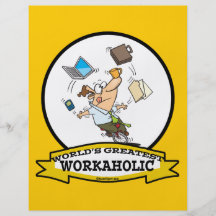 WELTBESTER WORKAHOLIC-MANN-CARTOON VOLLFARBIGE FLYER