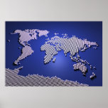 Weltkarte im Blau Plakatdrucke
