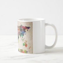 Weltkarte-städtisches Aquarell Tee Tassen