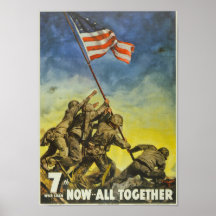 Weltkrieg-Flagge, die Plakat anhebt
