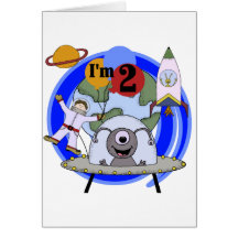 Weltraum-2. Geburtstags-T-Shirts und Geschenke Karten