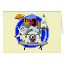Weltraum-3. Geburtstags-T-Shirts und Geschenke Karte