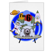 Weltraum-6. Geburtstags-T-Shirts und Geschenke Karte