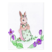 Wenig Häschen u. Blumen im Frühjahr Postkarte