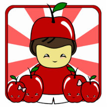 Wenig Kawaii Apple Junge mit Äpfeln Foto Skulpturen