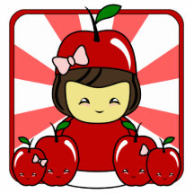 Wenig Kawaii Apple Mädchen mit Äpfeln Photo Skulpturen