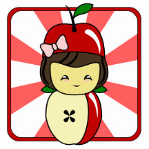 Wenig Kawaii Apple Mädchen mit Samen Photoskulpturen