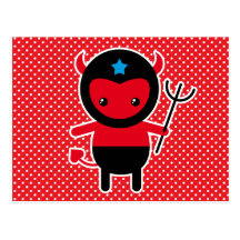 Wenig kawaii Ninja Teufel Postkarten