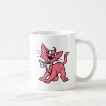 Wenig rosa Cartoon-Katzen-Kätzchen Kaffee Tassen