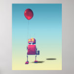 Wenig roter Druck des Geburtstags-Roboter-3 Plakatdruck