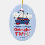 Wenig Segelboot-2. Geburtstag Weihnachtsbaum Ornament