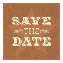 Wester Save the Date (doppelseitiges) dunkles Brau Individuelle Einladungskarte