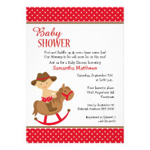 Western-Thema-Baby auf Schwingpferdebaby-Dusche Individuelle Ankündigungen