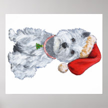 Westhochland weißes Terrier Weihnachtsmann Posterdrucke