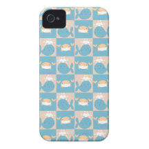 Whale Crab Checkered Pattern iPhone 4 Case