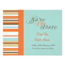 Whimsy Orange und Blaues Save the Date striped Individuelle Ankündigskarten
