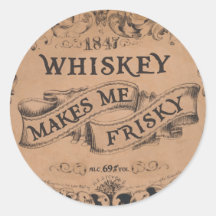 Whisky macht mich frisky runde aufkleber