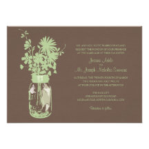Wilde Blumen u. Maurer-Glas-Hochzeits-Einladungen