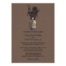 Wilde Blumen u. Maurer-Glas-Hochzeits-Einladungen