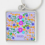 Wildes Blumenmonogramm-Prämie keychain Schlüsselanhänger