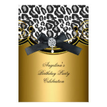 Wildes Tier-Schwarz-weißes Goldgeburtstags-Party Individuelle Einladungskarten