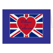 William und Catherine mit Union Jack-Produkten Karte