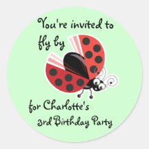 Wing-Nutz™_Ladybug (Dotty) _3. Geburtstags-Party Runder Aufkleber