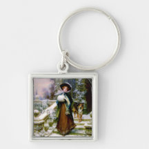 Winter-Frauen-Collie-Hundeviktorianische Handmuffe Schlüsselbänder