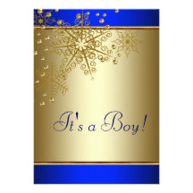Winter-Goldblaue Schneeflocke-Baby-Dusche Einladungen