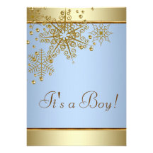 Winter-Goldblaue Schneeflocke-Baby-Dusche Individuelle Ankündigskarten