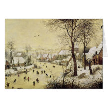 Winter-Landschaft mit Skatern Grußkarten