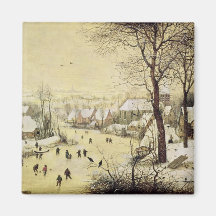 Winter-Landschaft mit Skatern Kühlschrankmagnete