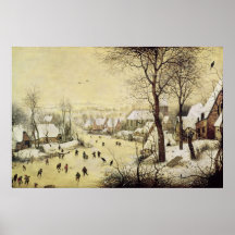 Winter-Landschaft mit Skatern Posterdrucke