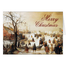 Winter-Szene auf einem Kanal ~ Vintagen Weihnachte Karten