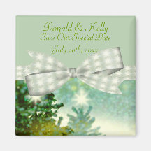 Winter-Waldschein-Hochzeit Magnete