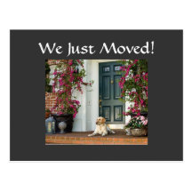 WIR GERADE MOVED-HOUSEWARMING LADEN EIN POSTKARTE