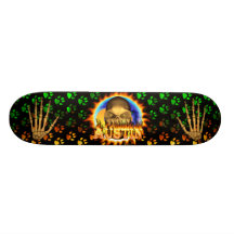 Wirkliches Feuer Austin-Schädels und Flammen-Skate Skateboard Bretter