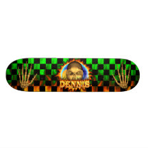 Wirkliches Feuer Dennis-Schädels und Flammen-Skate Personalisiertes Deck