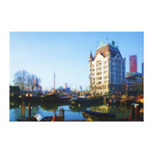 Witte Huis met Werf. Door FransJonker. Stretched Canvas Print