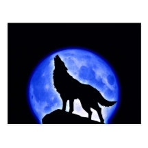 Wolf, der am Mond heult Postkarte