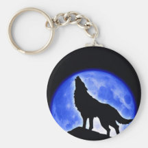 Wolf, der am Mond heult Schlüsselanhänger